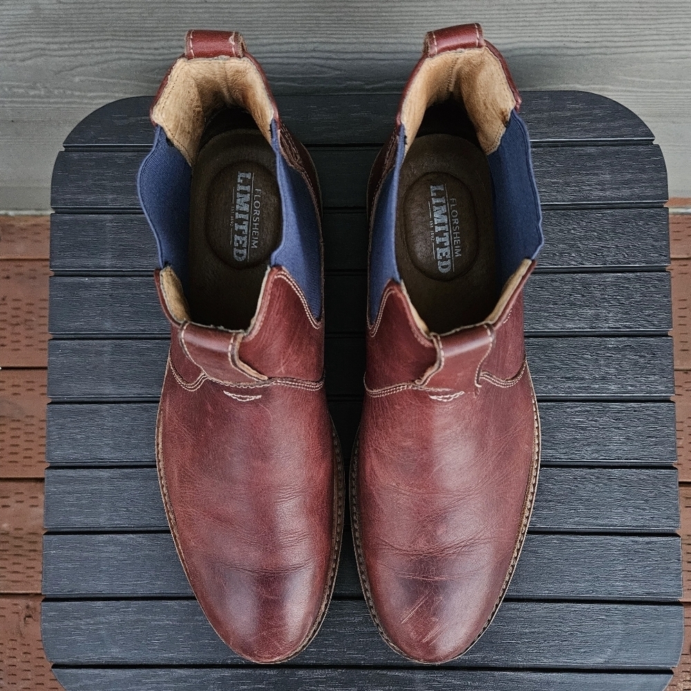 Florsheim Cabin Gore Boot In Chestnut Brown Pull On Leather Shoes Mens Size 10 D - Picture 13 of 16